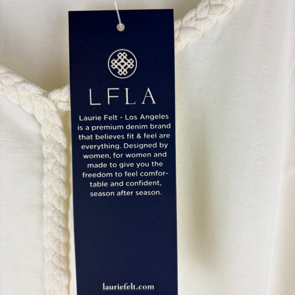 Laurie Felt Top Large Ivory Braided V-Neck Boho Chic Coastal Grandma Soft Bamboo - Picture 4 of 9